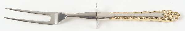 Golden La Strada (Sterling, 1972) Small Steak Carving Fork with Stainless Prongs