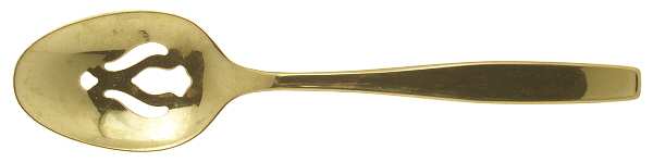 Golden Modern Living (Gold Electroplate) Pierced Tablespoon (Serving Spoon)