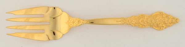 Golden Renaissance (Gold Electroplate) Medium Solid Cold Meat Serving Fork