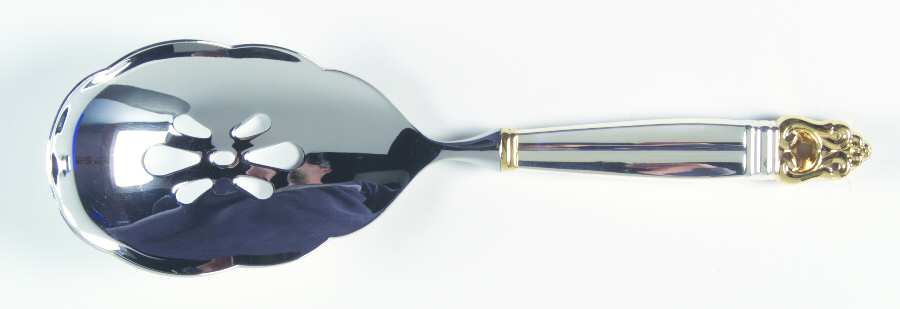 Golden Royal Danish (Gold Accent) Pierced Serving Spoon with Stainless Bowl
