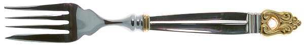 Golden Royal Danish (Gold Accent) Individual Hollow Fish Fork, Stainless Tines