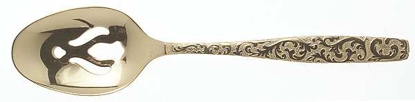 Golden Scroll-Americana Golden Heritage Pierced Tablespoon (Serving Spoon)