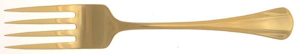 Golden Symmetry (Gold Electroplate, 1984) Large Solid Cold Meat Serving Fork