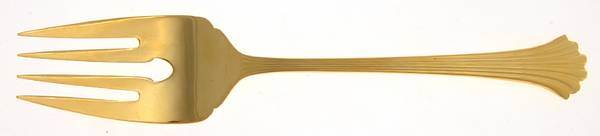 Golden Tiara (Gold Electroplate, 1985) Large Solid Cold Meat Serving Fork