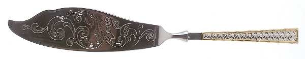 Golden Tradewinds (Sterling, 1975) Engraved Fish Serving Knife-Stainless Blade