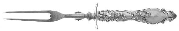 Grecian (Silverplate, 1892) Small Steak Carving Fork with Stainless Prongs
