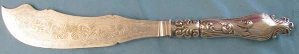 Grecian (Silverplate, 1892) Engraved Fish Serving Knife-Stainless Blade