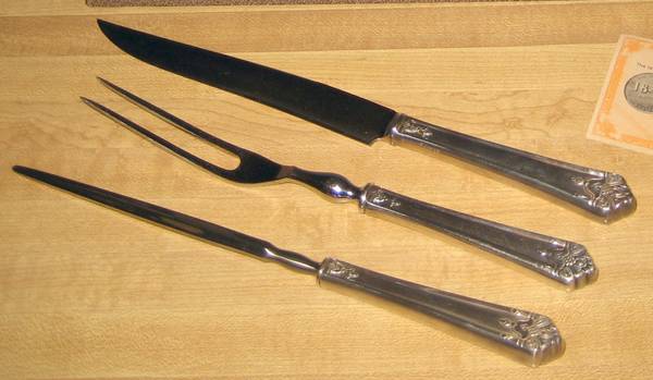 Her Majesty (Silverplate, 1931) Small Steak 3-Piece Carving Set with Stainless Blade