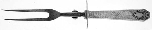 Heraldic (Silverplate, 1916) Small Steak Carving Fork with Stainless Prongs