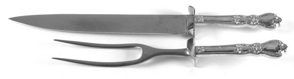 Heritage (Silverplate, 1953) Large 2-Piece Roast Carving Set with Stainless Blade
