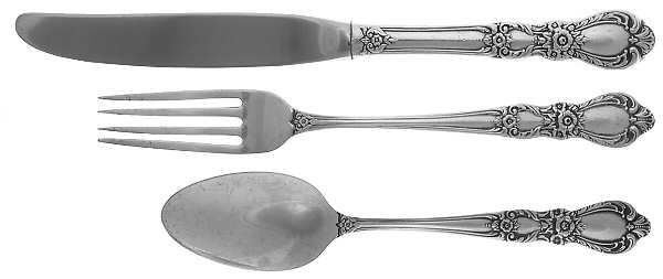 Heritage (Silverplate, 1953) 3-Piece Youth Set (Knife, Fork & 5 O'Clock Spoon)