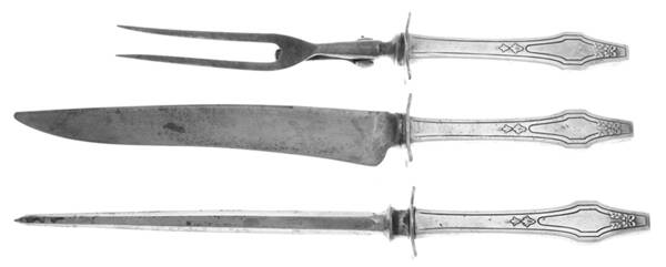 Hostess (Silverplate, 1921) Large 3-Piece Roast Carving Set w/ Stainless Blade
