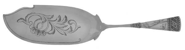Japanese (Silverplate, 1879) Large Solid Bright Cut Fish Serving Knife