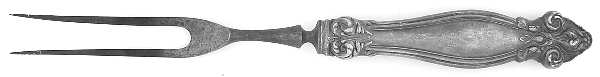 Jeanne d'Arc (Sterling, 1905 No Monos) Small Steak Carving Fork with Stainless Prongs