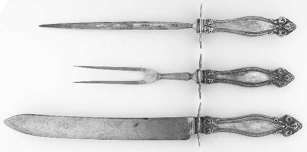 Jeanne d'Arc (Sterling, 1905 No Monos) Large 3-Piece Roast Carving Set w/ Stainless Blade