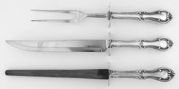 Joan of Arc (Sterling, 1940) (3 Pc)Carving Set-Lg Stnbl/Roast w/Sterling Guard