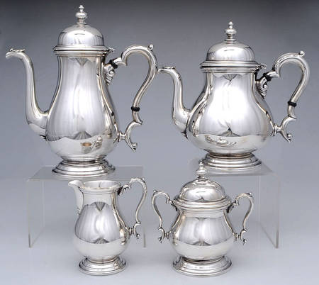 Kenilworth (Sterling, Holloware) 4 Piece Tea Set (SCP*, STP*, SCR*, SSU*)