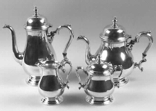 Kenilworth (Sterling, Holloware) 4 Piece Tea Set (SCP, STP, SCR, SSU)