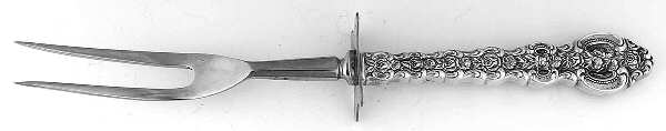 King Louis (Sterling, 1971) Small Steak Carving Fork with Stainless Prongs