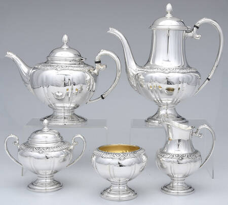 Kingsbury (Silverplate, Hollowware) 5-Piece Plated Tea Set (with Waste)