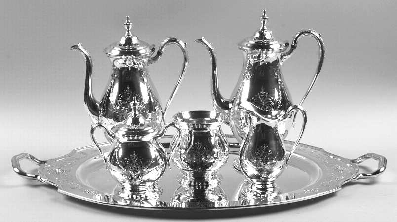 Lady Mary (Silverplate, Hollowware) 6-Piece Plated Tea Set (Waste & Tray)