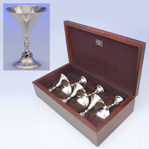 La Paglia Designed (Sterling, Hollowware) Martini Set-6 Martini's & Chest