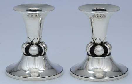 La Paglia Designed (Sterling, Hollowware) Pair of 4" Console Candleholders