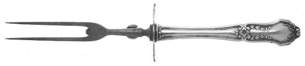 La Rochelle (Sterling, 1909) Lg Carving/Roast Fork-Stn Prong w/Sterling Guard