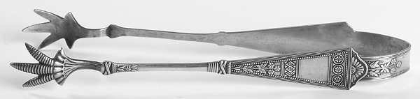 Laurel (Silverplate, 1878) Large Ice Serving Tongs with Claw Tips
