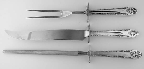 Lovely Lady (Silverplate, No Monos) Large 3-Piece Roast Carving Set w/ Stainless Blade