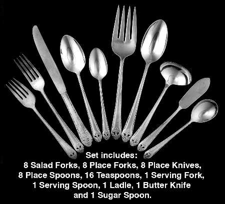 Lovely Lady (Silverplate, No Monos) 53 Piece Set