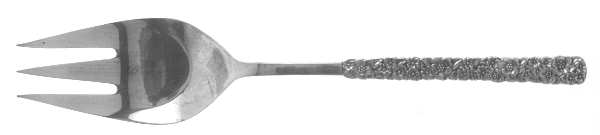 Love-Precious Flower (Silverplate, 1970) Large Solid Cold Meat Serving Fork