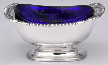 Lord Robert (Sterling, Holloware) Open Salt Master-W/Cobalt Liner