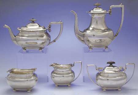 Lord Robert (Sterling, Holloware) 5 Piece Tea Set (SCP, STP, SCR, SSU, SWB)