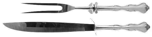 Mademoiselle (Sterling, 1964, No Monograms) Large 2-Piece Roast Carving Set w/Stainless Blade