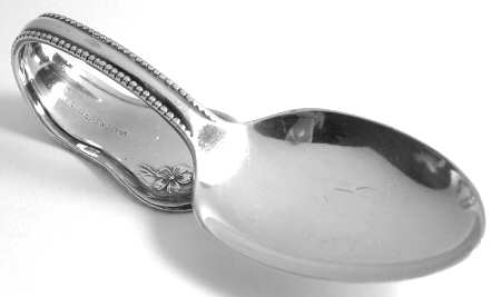 Mayflower (Silverplate, 1901-1896) Baby Spoon with Curved Handle HC