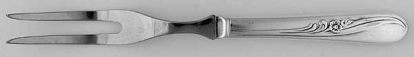 Meadow Flower (Silverplate, 1940) Small Steak Carving Fork with Stainless Prongs