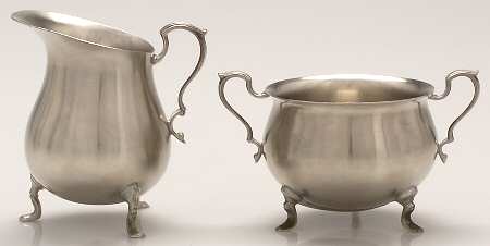 Pewter Hollowware Mini Creamer and Open Sugar Set