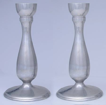 Pewter Hollowware Pair of 11" Pillar Candleholders