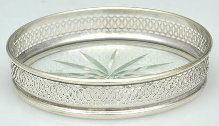 Sterling Hollowware Crystal Coaster with Sterling Rim