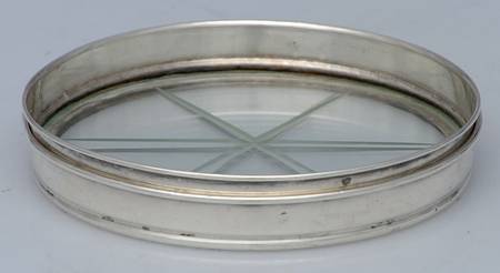 Sterling Hollowware Crystal Coasters with Sterling Rim - Set of 2