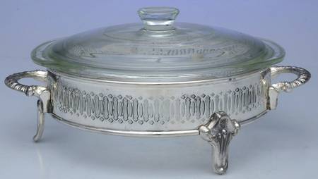 Silverplate Hollowware Plated Round Covered Casserole with Glass