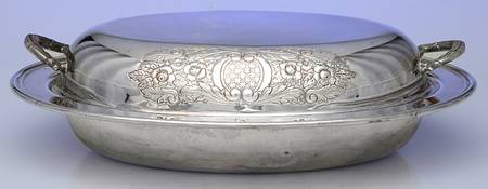 Silverplate Hollowware Plated Double Vegetable Bowl with Liner