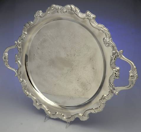 Silverplate Hollowware 17" Round Handled Tray
