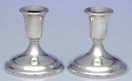 Silverplate Hollowware Pair of 3" Console Candleholders