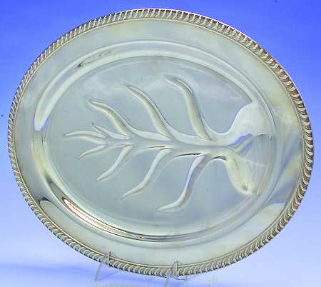 Silverplate Hollowware Meat Platter with Well Tree