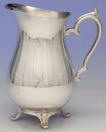 Silverplate Hollowware Plated Water Pitcher with Ice Lip