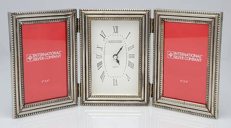 Silverplate Hollowware Hinged Clock & Picture Frames