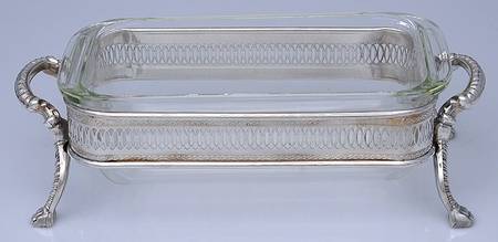 Silverplate Hollowware Loaf Holder with Pyrex Liner