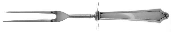 Minuet (Sterling, 1925, No Monograms) Lg Carving/Roast Fork-Stn Prong w/Sterling Guard